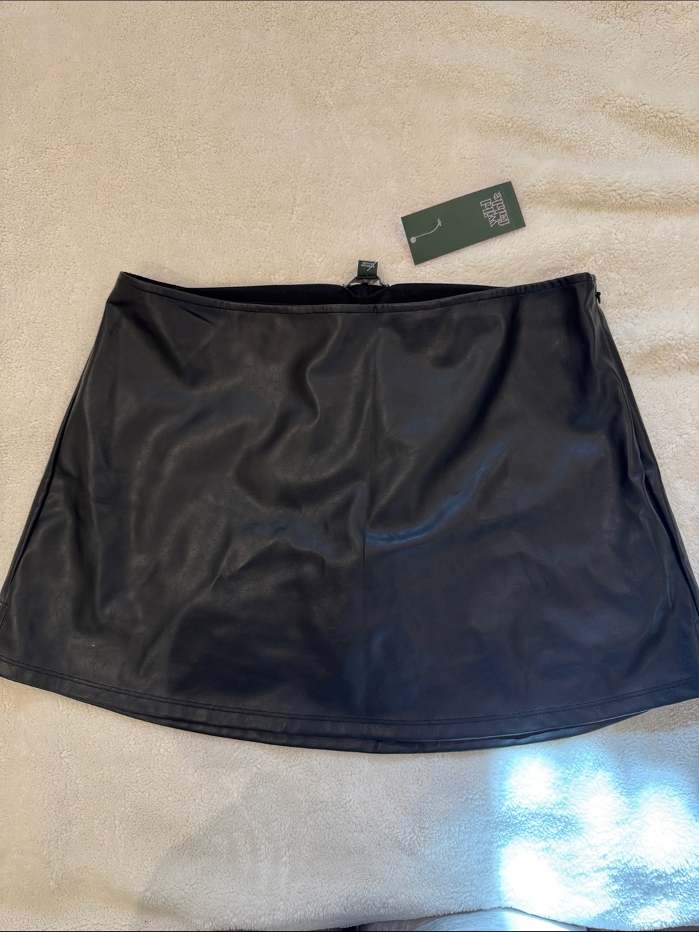 wild fable Black Faux Leather A-Line Mini Skirt